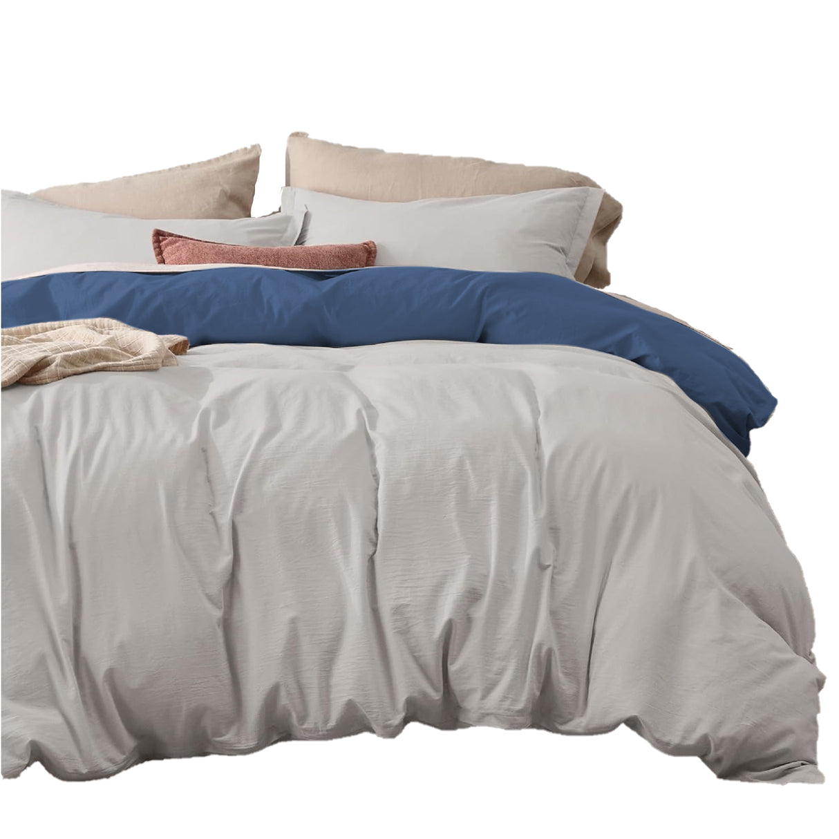 Funda de Duvet Acolchado Bicolor Azul y Gris 200x240cm Doble Faz para Cama Semidoble - TENDIDOS Y CUBRELECHOS | Bylmo