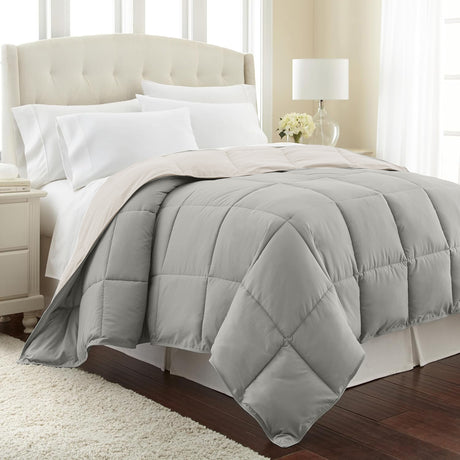 Edredón Acolchado Bicolor Beige y Gris 280x240cm Doble Faz para Cama King - TENDIDOS Y CUBRELECHOS | Bylmo