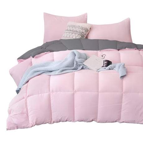 Edredón Acolchado Bicolor Rosado y Gris 280x240cm Doble Faz para Cama King - TENDIDOS Y CUBRELECHOS | Bylmo