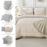 Combo Edredón Acolchado Bicolor Beige y Gris Claro 200x240cm Doble Faz para Cama Semidoble - TENDIDOS Y CUBRELECHOS | Bylmo