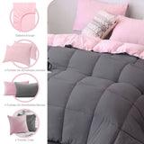 Combo Edredón Acolchado Bicolor Rosado y Gris Oscuro 240x240cm Doble Faz para Cama Queen - TENDIDOS Y CUBRELECHOS | Bylmo