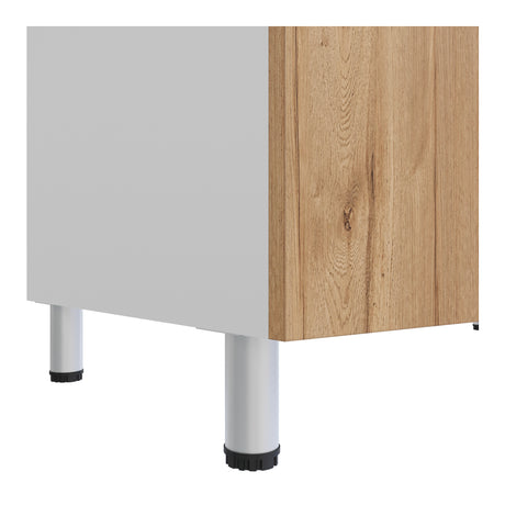 Cocina Integral Freya Blanco y Duna 100x32cm con Mesón de Acero Inoxidable para Lado Izquierdo y sin Estufa - COCINAS | Bylmo