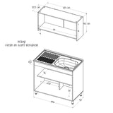 Cocina Integral Freya Blanco y Duna 100x32cm con Mesón de Acero Inoxidable para Lado Derecho y sin Estufa - COCINAS | Bylmo