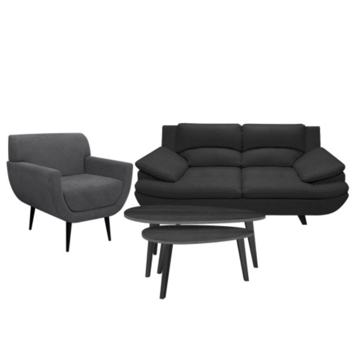 Sala Cindy Negro 180x85cm de Tres Puestos con Apoya Brazos y Resistente a Rasguños - SOFAS Y POLTRONAS | Bylmo