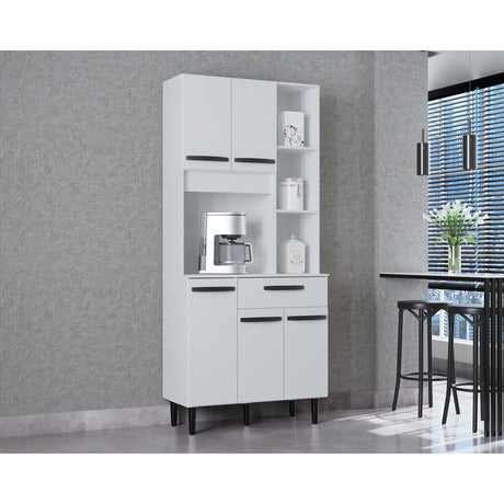 Alacena Malu Blanco 80x173cm con Un Cajón y Cinco Puertas - ALACENAS Y MUEBLES MICROONDAS | Bylmo