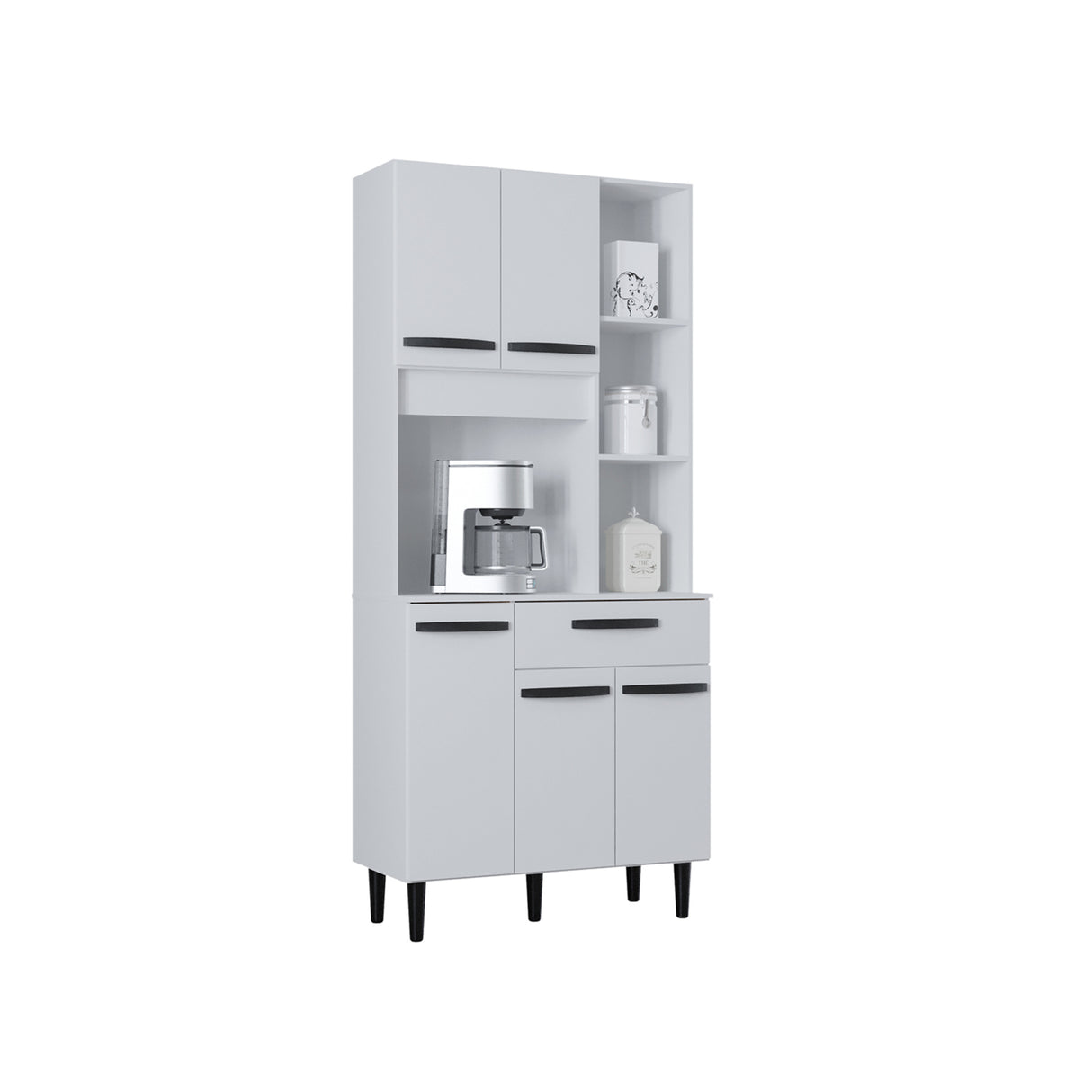 Alacena Malu Blanco 80x173cm con Un Cajón y Cinco Puertas - ALACENAS Y MUEBLES MICROONDAS | Bylmo