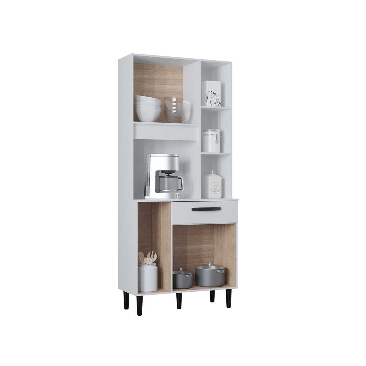 Alacena Malu Blanco 80x173cm con Un Cajón y Cinco Puertas - ALACENAS Y MUEBLES MICROONDAS | Bylmo