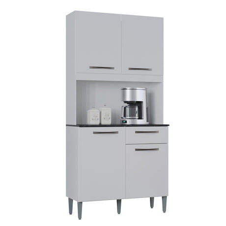 Alacena Livia Blanco 90x190cm con Un Cajón y Cuatro Puertas - ALACENAS Y MUEBLES MICROONDAS | Bylmo