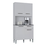 Alacena Livia Blanco 90x190cm con Un Cajón y Cuatro Puertas - ALACENAS Y MUEBLES MICROONDAS | Bylmo