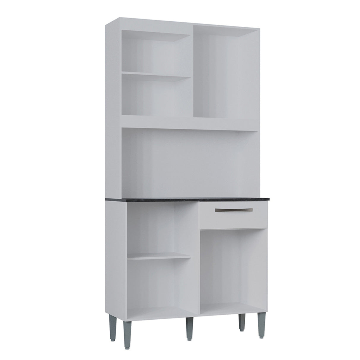 Alacena Livia Blanco 90x190cm con Un Cajón y Cuatro Puertas - ALACENAS Y MUEBLES MICROONDAS | Bylmo