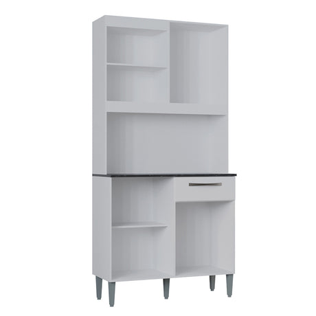 Alacena Livia Blanco 90x190cm con Un Cajón y Cuatro Puertas - ALACENAS Y MUEBLES MICROONDAS | Bylmo