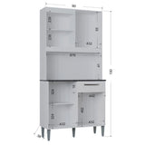 Alacena Livia Blanco 90x190cm con Un Cajón y Cuatro Puertas - ALACENAS Y MUEBLES MICROONDAS | Bylmo
