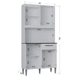 Alacena Livia Blanco 90x190cm con Un Cajón y Cuatro Puertas - ALACENAS Y MUEBLES MICROONDAS | Bylmo