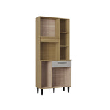Alacena Malu Castaño y Beige 80x173cm con Un Cajón y Cinco Puertas - ALACENAS Y MUEBLES MICROONDAS | Bylmo