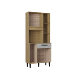 Alacena Malu Castaño y Beige 80x173cm con Un Cajón y Cinco Puertas - ALACENAS Y MUEBLES MICROONDAS | Bylmo