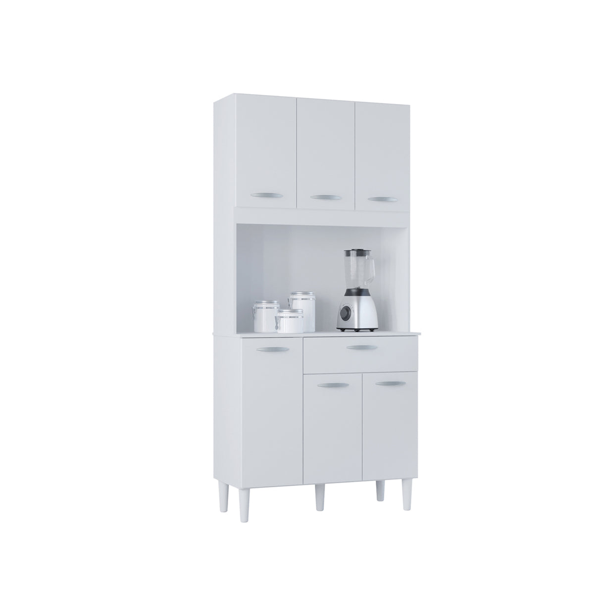Alacena Cassia Blanco 80x172cm con Un Cajón y Seis Puertas - ALACENAS Y MUEBLES MICROONDAS | Bylmo
