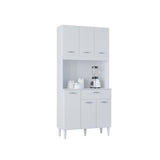 Alacena Cassia Blanco 80x172cm con Un Cajón y Seis Puertas - ALACENAS Y MUEBLES MICROONDAS | Bylmo
