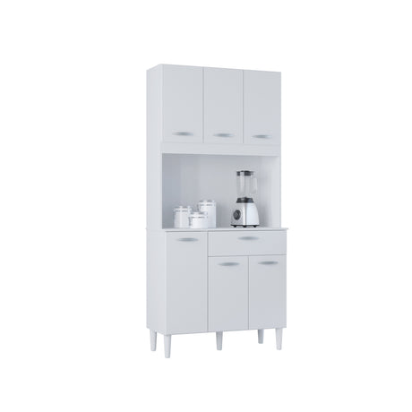 Alacena Cassia Blanco 80x172cm con Un Cajón y Seis Puertas - ALACENAS Y MUEBLES MICROONDAS | Bylmo