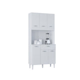 Alacena Cassia Blanco 80x172cm con Un Cajón y Seis Puertas - ALACENAS Y MUEBLES MICROONDAS | Bylmo