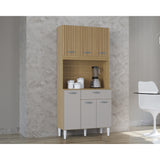 Alacena Cassia Castaño y Beige 80x172cm con Un Cajón y Seis Puertas - ALACENAS Y MUEBLES MICROONDAS | Bylmo