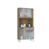 Alacena Cassia Castaño y Beige 80x172cm con Un Cajón y Seis Puertas - ALACENAS Y MUEBLES MICROONDAS | Bylmo