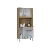 Alacena Cassia Castaño y Beige 80x172cm con Un Cajón y Seis Puertas - ALACENAS Y MUEBLES MICROONDAS | Bylmo