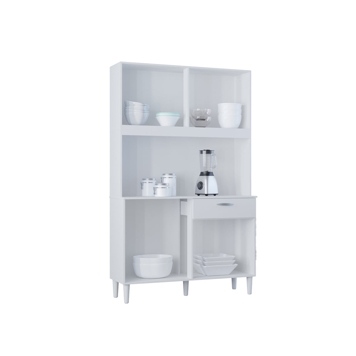 Alacena Cassia Blanco 103x172cm con Un Cajón y Ocho Puertas - ALACENAS Y MUEBLES MICROONDAS | Bylmo