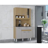 Alacena Coral Beige y Off White 90x173cm con Un Cajón y Seis Puertas