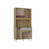 Alacena Coral Beige y Off White 90x173cm con Un Cajón y Seis Puertas - ALACENAS Y MUEBLES MICROONDAS | Bylmo