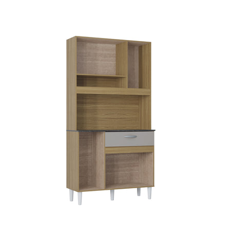 Alacena Coral Beige y Off White 90x173cm con Un Cajón y Seis Puertas - ALACENAS Y MUEBLES MICROONDAS | Bylmo