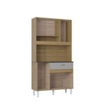 Alacena Coral Beige y Off White 90x173cm con Un Cajón y Seis Puertas