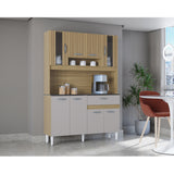 Alacena Coral Castaño y Beige 120x173cm con Un Cajón y Ocho Puertas - ALACENAS Y MUEBLES MICROONDAS | Bylmo