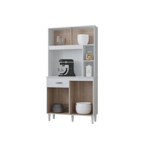 Alacena Duda Blanco 90x172cm con Un Cajón y Cuatro Puertas - ALACENAS Y MUEBLES MICROONDAS | Bylmo