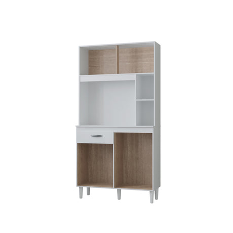 Alacena Duda Blanco 90x172cm con Un Cajón y Cuatro Puertas - ALACENAS Y MUEBLES MICROONDAS | Bylmo