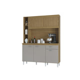 Alacena Duda Castaño y Beige 140x183cm con Un Cajón y Cinco Puertas - ALACENAS Y MUEBLES MICROONDAS | Bylmo