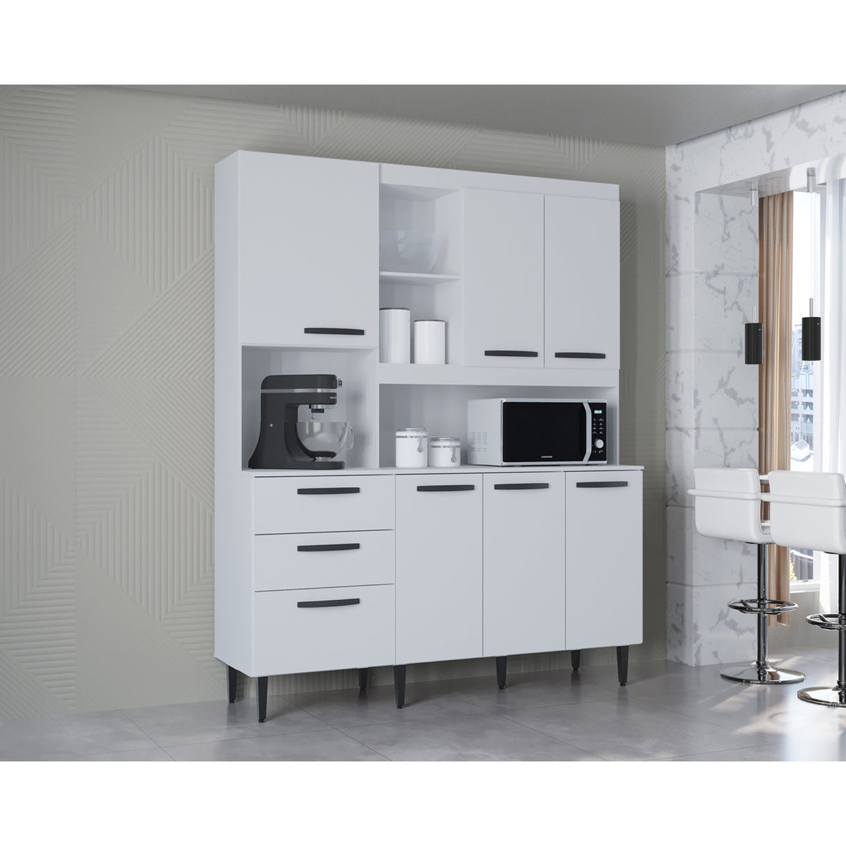 Alacena Catarina Blanco 160x200cm con Dos Cajones y Seis Puertas