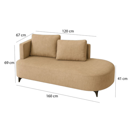 Sofá Dubai Curvo Beige 160x70cm De Tres Puestos Antifluido - SOFAS Y POLTRONAS | Bylmo