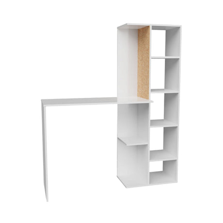 Combo Escritorio y Silla Home Eames Blanco 120x140cm sin Cajones y con Organizador de Libros - ESCRITORIOS | Bylmo