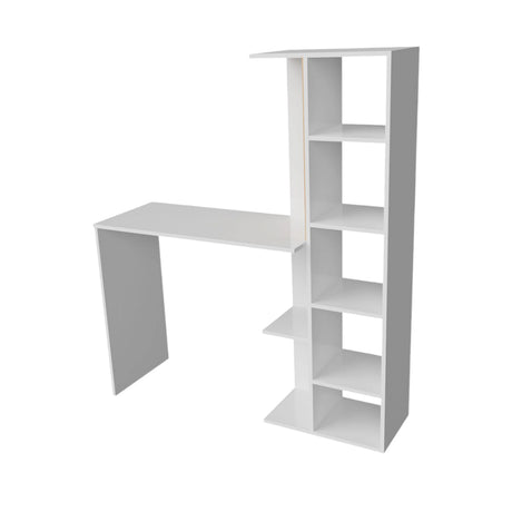 Combo Escritorio y Silla Home Office Blanco 120x140cm sin Cajones y con Organizador de Libros - ESCRITORIOS | Bylmo