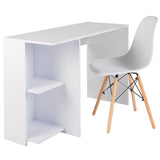 Combo Panel Tocador con Escritorio y Silla Eames Hollywood Blanco 80x70cm de Un Puesto con Iluminación LED - TOCADORES | Bylmo