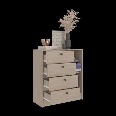 Cómoda Havana Cotta y Blanco 80x89cm de Cuatro Hileras con Cuatro Cajones - CAJONERAS Y COMODAS | Bylmo