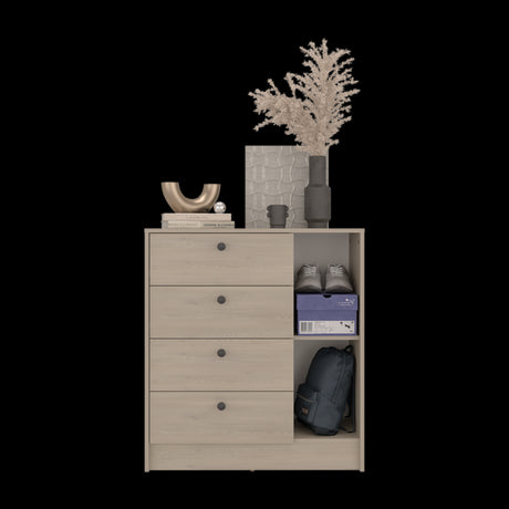 Cómoda Havana Cotta y Blanco 80x89cm de Cuatro Hileras con Cuatro Cajones - CAJONERAS Y COMODAS | Bylmo