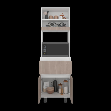 Alacena Express Blanco y Bardolino 60.2x194cm con Un Cajón y con Dos Puertas - ALACENAS Y MUEBLES MICROONDAS | Bylmo