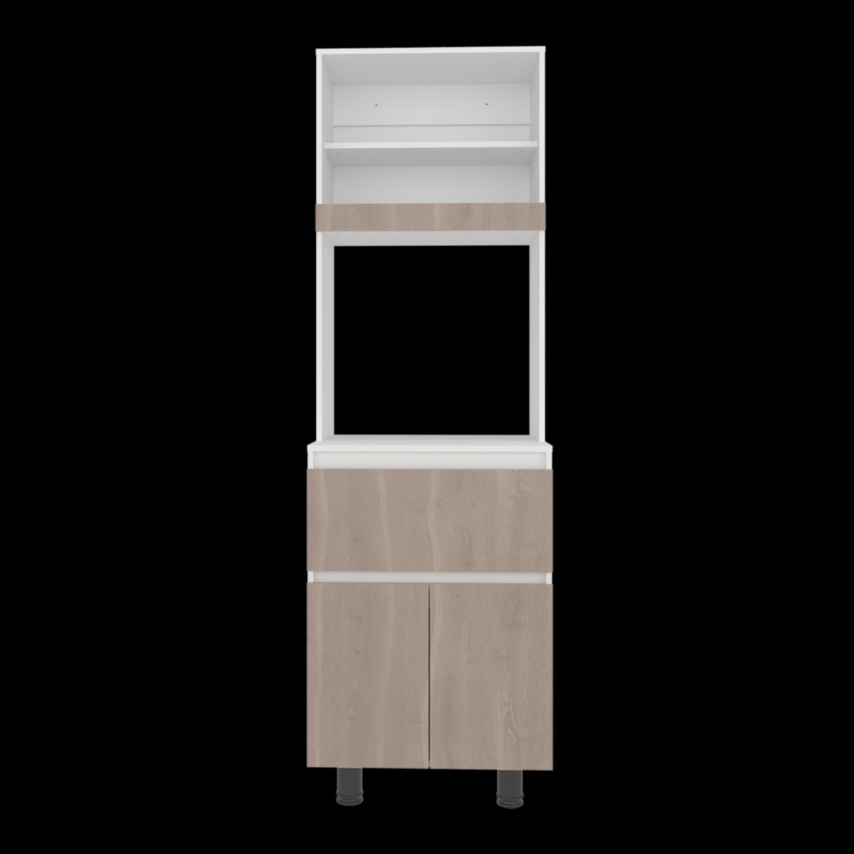 Alacena Express Blanco y Bardolino 60.2x194cm con Un Cajón y con Dos Puertas - ALACENAS Y MUEBLES MICROONDAS | Bylmo