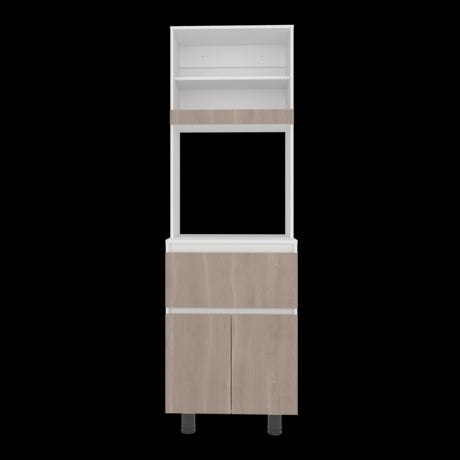 Alacena Express Blanco y Bardolino 60.2x194cm con Un Cajón y con Dos Puertas - ALACENAS Y MUEBLES MICROONDAS | Bylmo