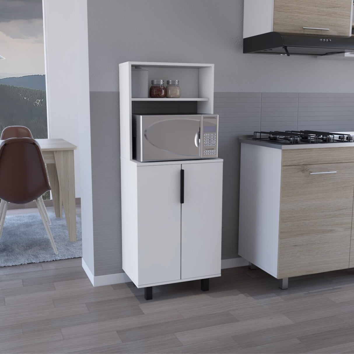 Alacena Oshawa Blanco 54x140cm sin Cajones y con Dos Puertas - ALACENAS Y MUEBLES MICROONDAS | Bylmo