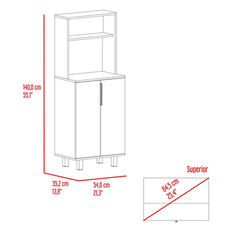 Alacena Oshawa Blanco 54x140cm sin Cajones y con Dos Puertas - ALACENAS Y MUEBLES MICROONDAS | Bylmo