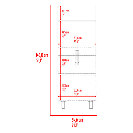 Alacena Oshawa Blanco 54x140cm sin Cajones y con Dos Puertas - ALACENAS Y MUEBLES MICROONDAS | Bylmo