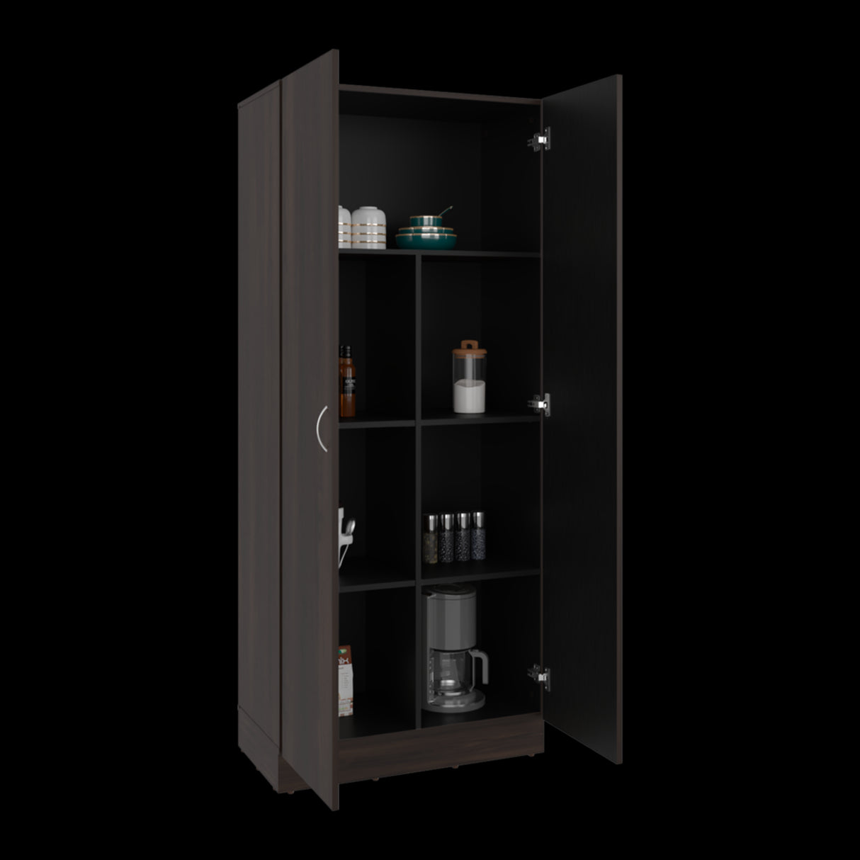 Alacena Dante Nogal y Wengue 76.5x181.2cm sin Cajones y con Dos Puertas - ALACENAS Y MUEBLES MICROONDAS | Bylmo