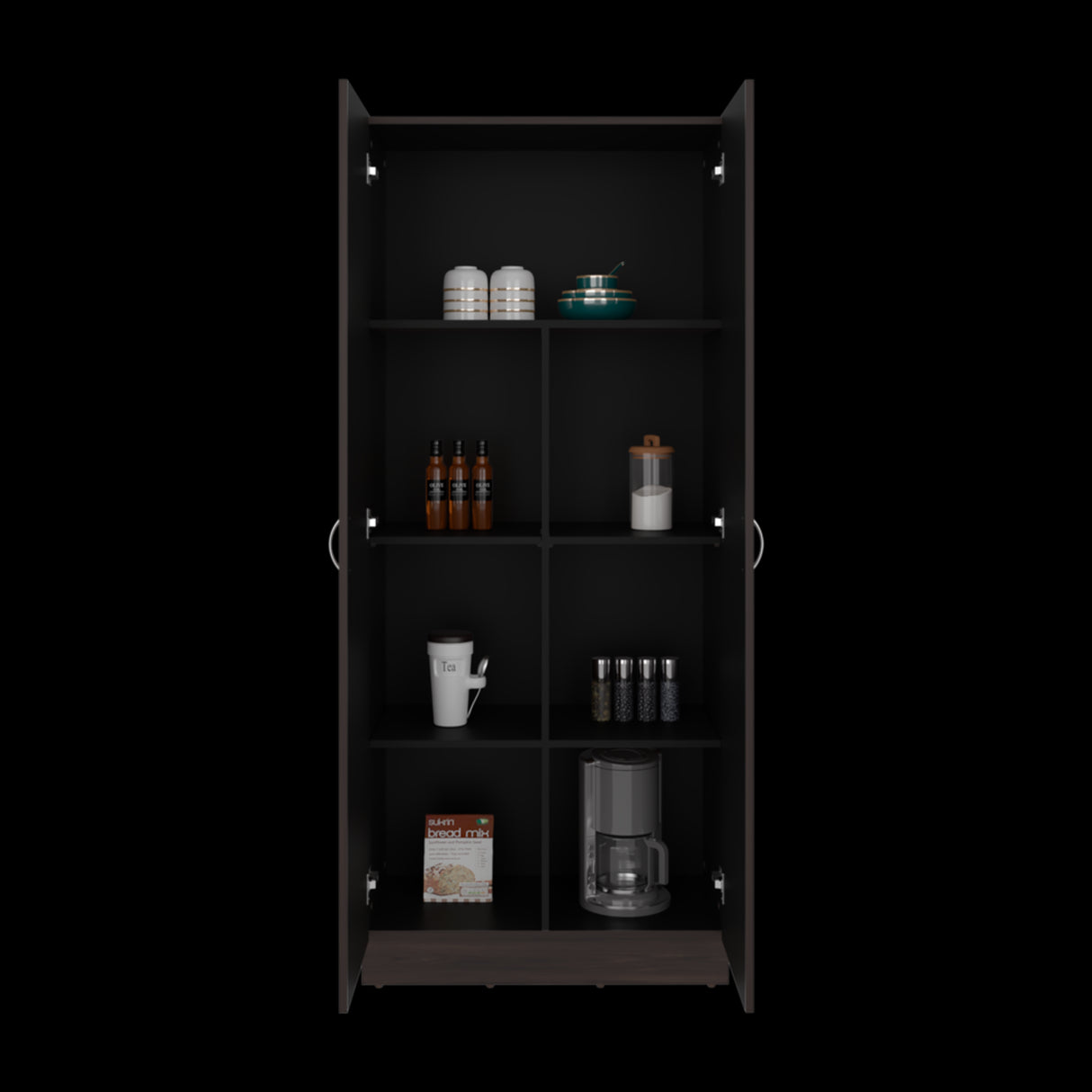Alacena Dante Nogal y Wengue 76.5x181.2cm sin Cajones y con Dos Puertas - ALACENAS Y MUEBLES MICROONDAS | Bylmo